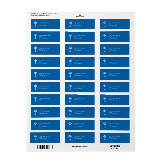 Hanukkah Motif Blue Return Address Label (Vorne)