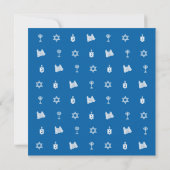 Hanukkah Motif Blue Square Einladung (Rückseite)