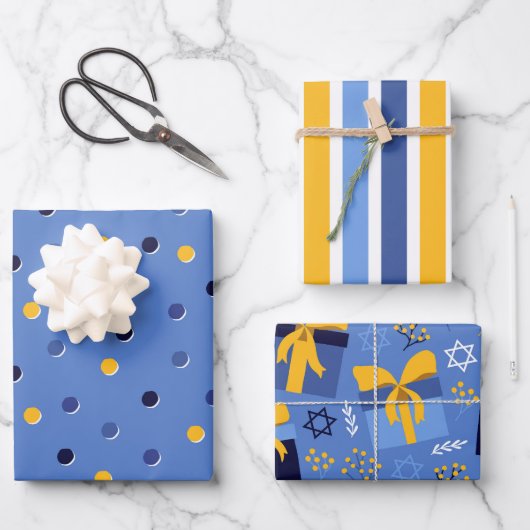 Hanukkah Muster Geschenkpapier (Vorderseite)