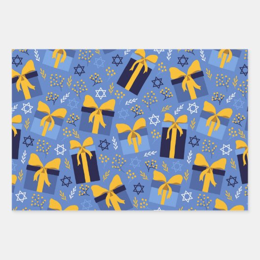 Hanukkah Muster Geschenkpapier Set (Vorderseite 3)