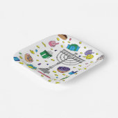 Hanukkah Muster White Pappteller (Gewinkelt)