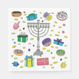 Hanukkah Muster White Serviette