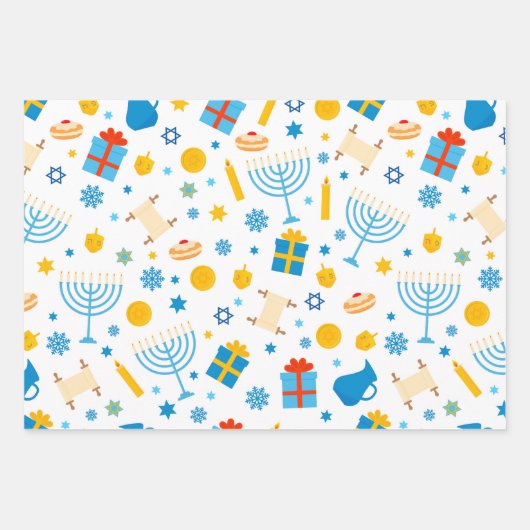 Hanukkah Musterpapier Geschenkpapier Set (Vorderseite)