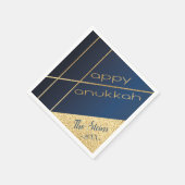 Hanukkah Napkin personalisieren Eleganto Navy, Gol Serviette (Ecke)