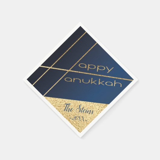 Hanukkah Napkin personalisieren Eleganto Navy, Gol Serviette (Ecke)