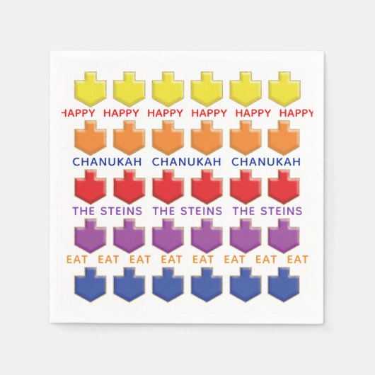 Hanukkah Napkin Personalize "3D Dreidels" Serviette (Vorderseite)