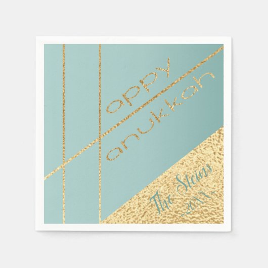 Hanukkah Napkin personalize Eleganto Turq, Gold Serviette (Vorderseite)