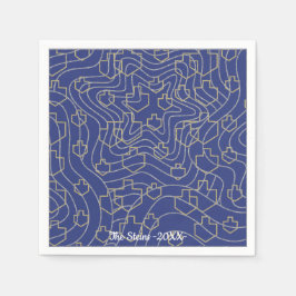 Hanukkah Napkin personalize "Stars & Dreidels" Serviette