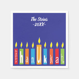 Hanukkah Napkins personalisieren "Hanukkah-Kerzen" Serviette