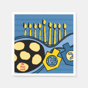 Hanukkah Napkins personalisieren "Latkes & Lights" Serviette
