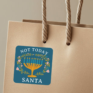 HANUKKAH NICHT HEUTE SANTA Funny Floral Hand gezei Quadratischer Aufkleber