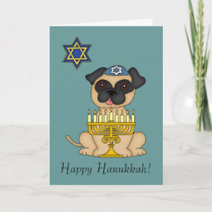 Hanukkah-Niedlicher jüdischer Mops Hund Feiertagskarte