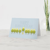 Hanukkah Olive Menorah | Blassblaues Firmenlogo Karte (Vorderseite)