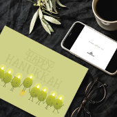 Hanukkah Olive Menorah | Green Corporate Logo Karte