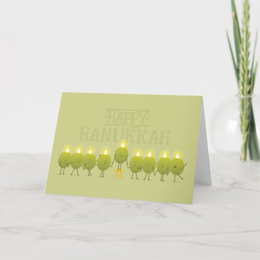Hanukkah Olive Menorah | Green Corporate Logo Karte (Vorderseite)