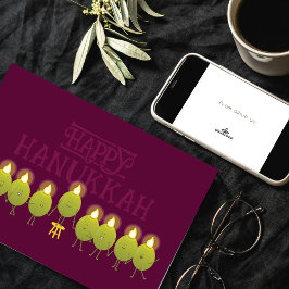 Hanukkah Olive Menorah | Logo für Weinunternehmen Karte