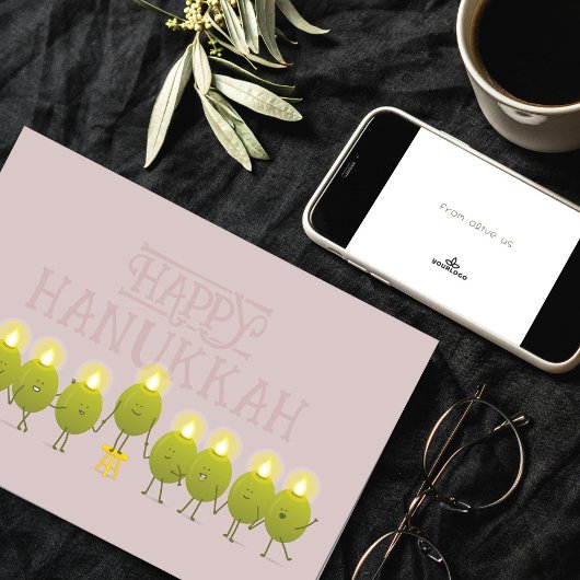Hanukkah Olive Menorah | Mauve Corporate Logo Karte