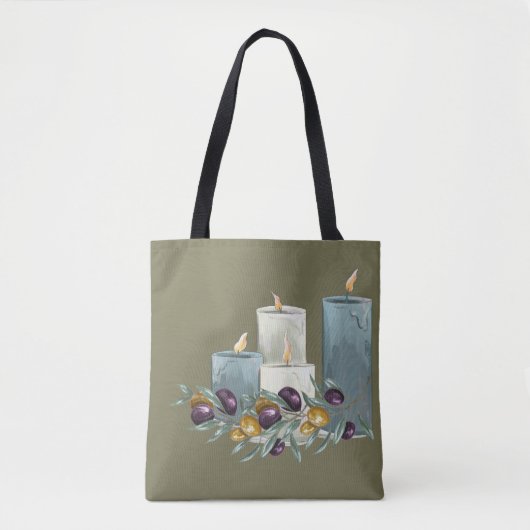 Hanukkah Olives und Kerzen Tasche (Vorderseite)