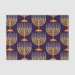 Hanukkah Packpapier menorah glücklichen Urlaub Seidenpapier<br><div class="desc">Jüdische Hanukkah Urlaubspapier mit Menorah und Kerzen auf blauem Hintergrund.</div>