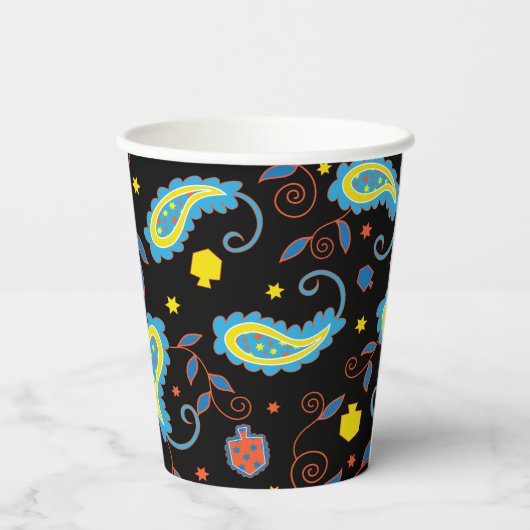 Hanukkah Paisley 8 oz. Pappbecher (Rückseite)