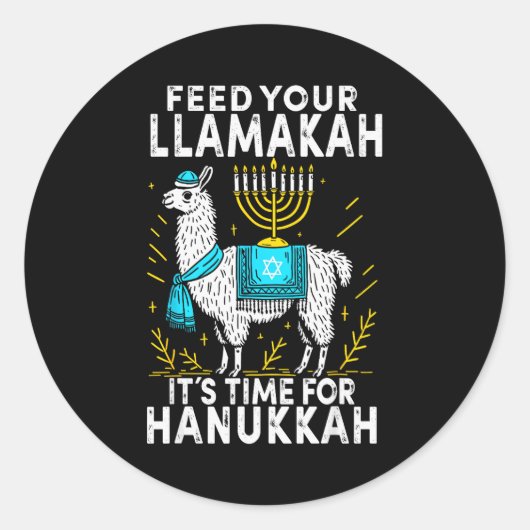 Hanukkah Pajamas Llamakah Funny Llama Chanukah Pjs Runder Aufkleber (Vorderseite)