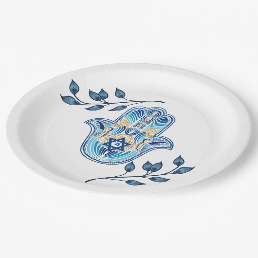 Hanukkah Pappteller (Schrägansicht)