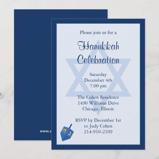 Hanukkah-Party Einladung (Vorne/Hinten)