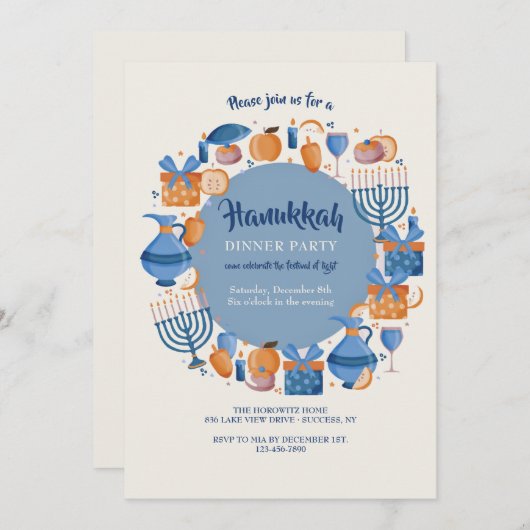 Hanukkah-Party Einladung (Vorne/Hinten)