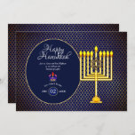 Hanukkah Party Einladung Blue Gold Menorah 3<br><div class="desc">Diese moderne Hanukkah Party Einladung ist blau und gold,  menorah,  Stern und Öl Lampe thematisiert,  bearbeiten,  wie gewünscht. _____________________________________________________________________________ Wenn Sie Hilfe,  Matching-Elemente oder kundenspezifische Design-Kontakt Designer LeahG über die Registerkarte.</div>