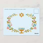 HANUKKAH Party Einladung Blumenkranz CUSTOM Postkarte (Rückseite)