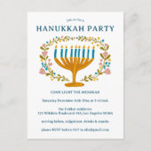 HANUKKAH Party Einladung Blumenkranz CUSTOM Postkarte (Vorderseite)