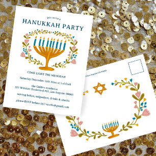 HANUKKAH Party Einladung Blumenkranz CUSTOM Postkarte