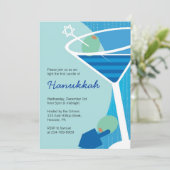 Hanukkah Party Einladungen mit Cocktails (Stehend Vorderseite)