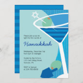 Hanukkah Party Einladungen mit Cocktails (Vorne/Hinten)