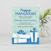 Hanukkah Party Einladungen mit Geschenken (Stehend Vorderseite)