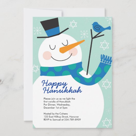 Hanukkah-Party Einladungen mit Snowman (Vorderseite)