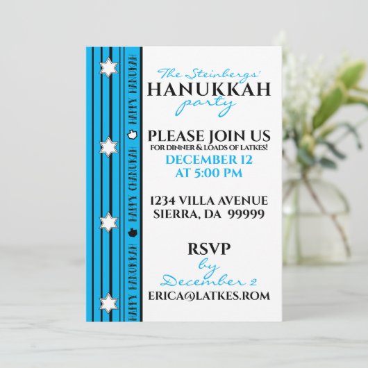Hanukkah Party Fun Einladung (Stehend Vorderseite)