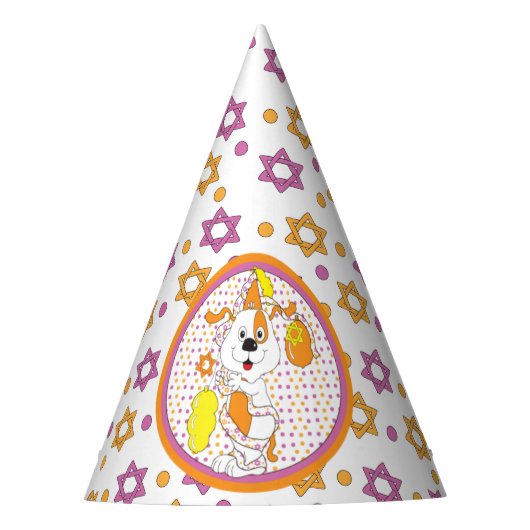 Hanukkah Party Hat "Zeevie/dog with Balloons" Partyhütchen (Vorderseite)