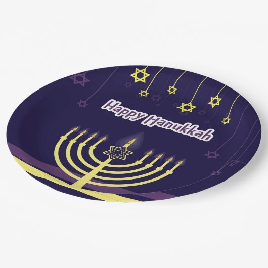 Hanukkah Party liefert Papierdruckpapier-Teller Pappteller (Schrägansicht)