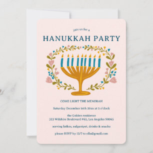 HANUKKAH PARTY Menorah Blumenreath CUSTOH Einladung