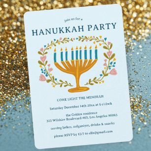 HANUKKAH PARTY Menorah Blumenreath CUSTOH Einladung