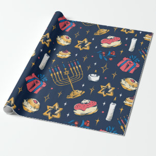 Hanukkah Pattern Hannukkah jüdisches Geschenk Nie Geschenkpapier