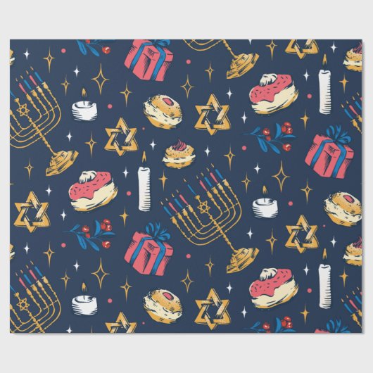 Hanukkah Pattern Hannukkah jüdisches Geschenk Nied Geschenkpapier (Flach)