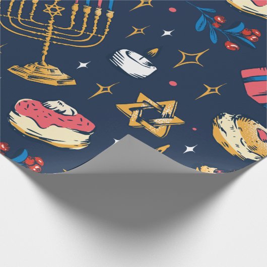 Hanukkah Pattern Hannukkah jüdisches Geschenk Nied Geschenkpapier (Ecke)