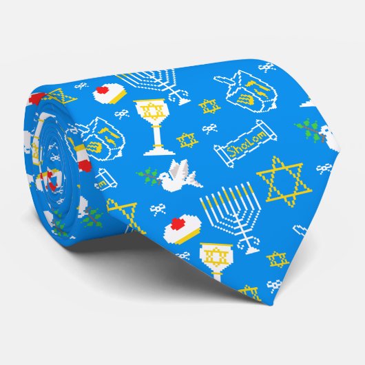 Hanukkah Pattern Krawatte (Gerollt)