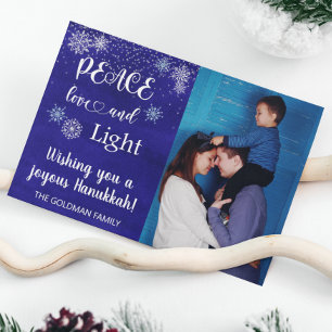 Hanukkah Peace Liebe Foto Snowflake Blau Feiertagskarte