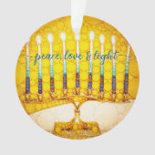 Hanukkah Peace Liebe Light Yellow Menorah Keepake Ornament (Vorderseite)