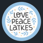 Hanukkah Peace und Latkes Sticker<br><div class="desc">Hanukkah Design.</div>