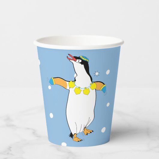 Hanukkah Penguin 8 oz. Pappbecher (Vorderseite)