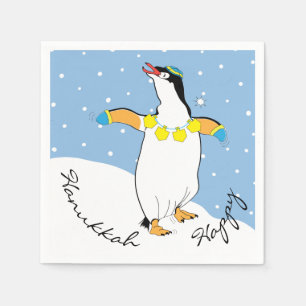 Hanukkah Penguin Party Serviette